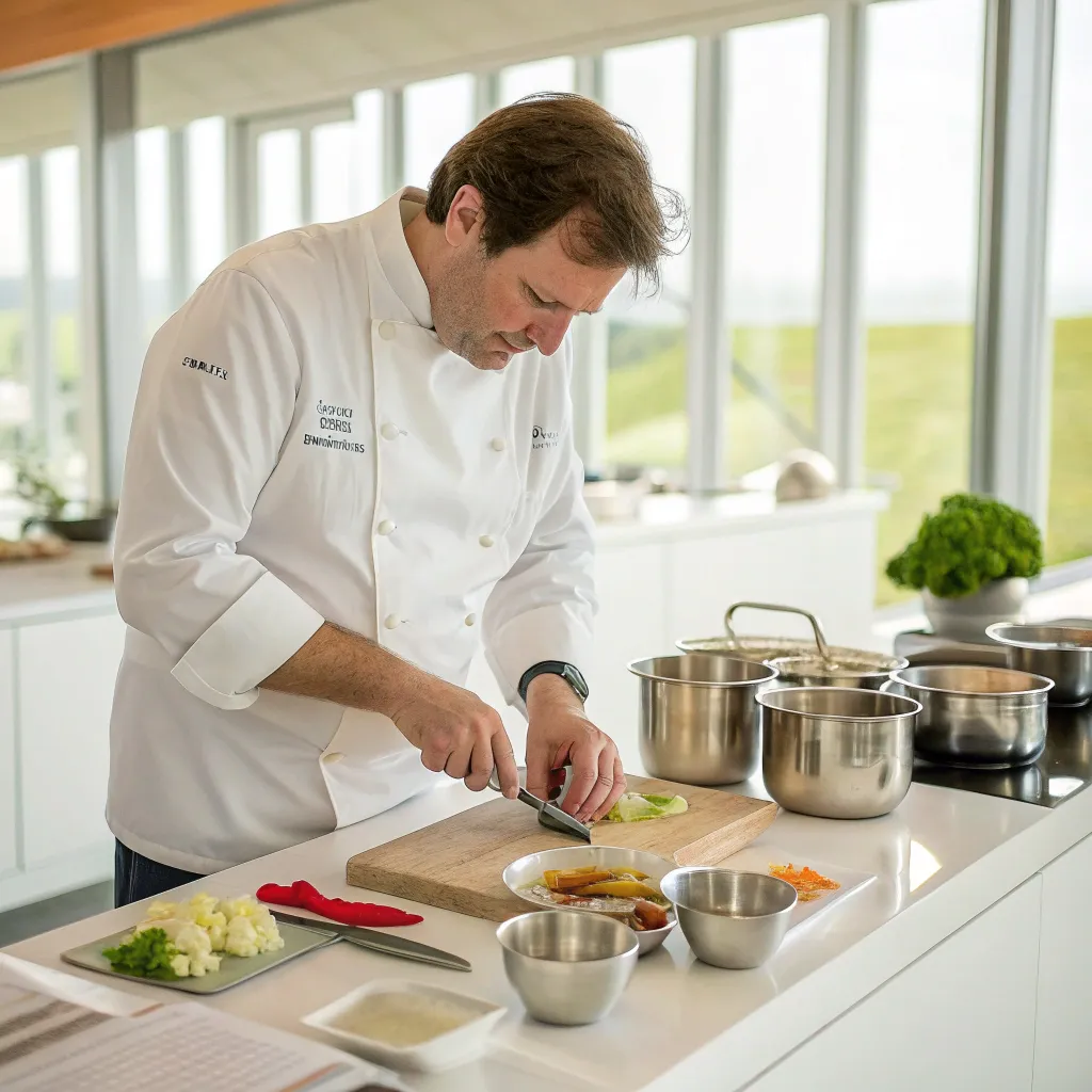 Mark Johnson preparing for a culinary event at MORLANIX